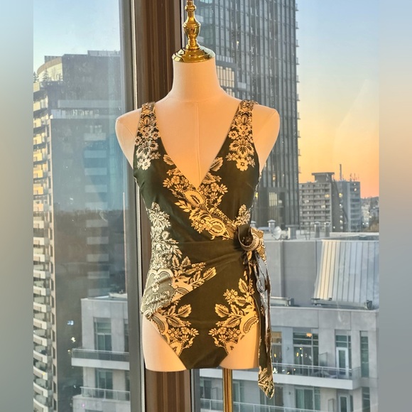 🆕 ZIMMERMANN 🧿 NWT Separates Floral Wrap Tie 1PC - Khaki/Cream - Sz 2 US6/8 - Picture 3 of 15